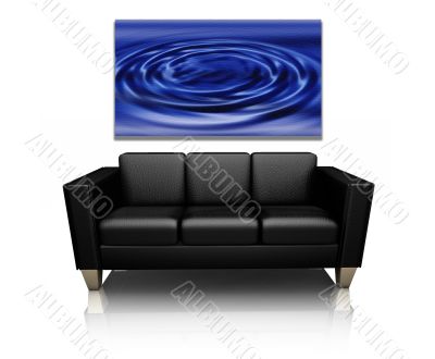 Sofa with canvas art