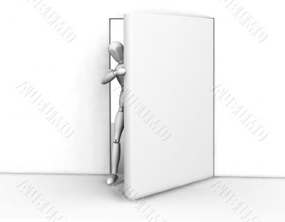 Person peeking round a door