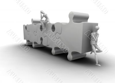 Men on puzzle pieces