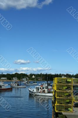 Lobster traps on wharfs