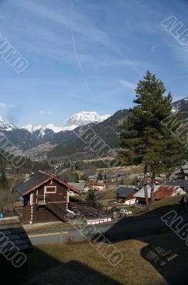 Alpine village and valley