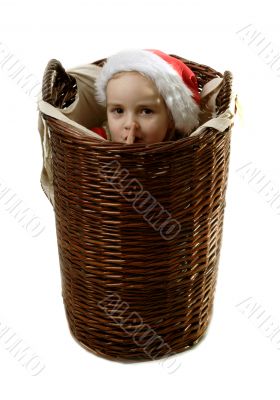 Hush! (Santa helper in the basket)