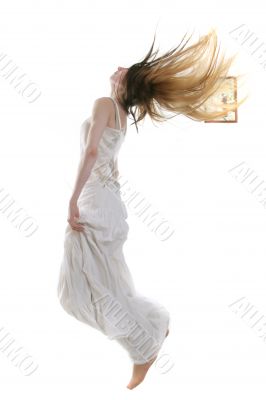 jumping pretty young girl