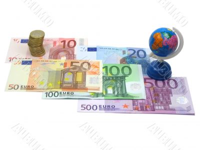 Euro money and world globe