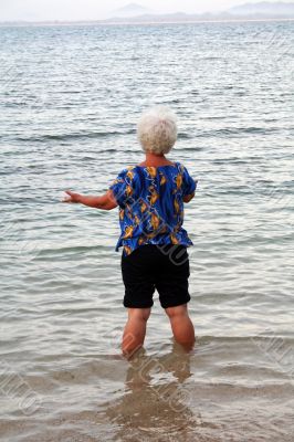 Woman wading