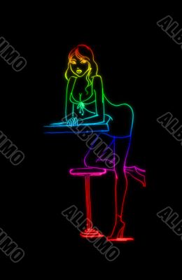 Colored girl sketch in bar