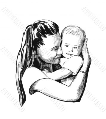 Mother and child illustration