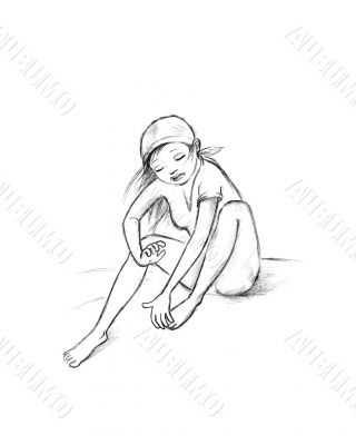 Sitting girl sketch
