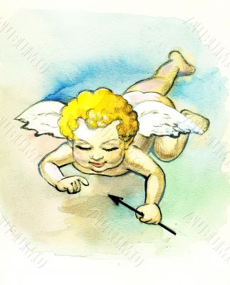  Beautiful illustration with angel,cupid