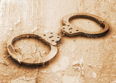 Handcuffs on grunge