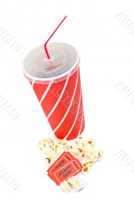 Popcorns, tickets and soda