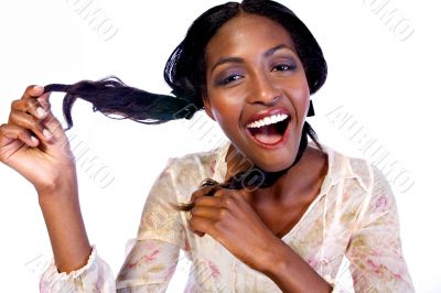 Model hold her hair colored Model hold her hair colored