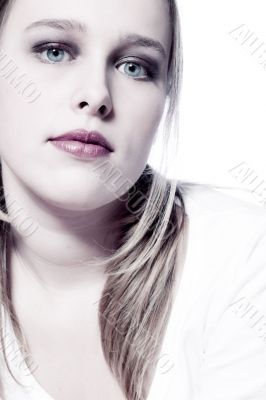Portrait with a white blouse in a corner Portrait with a white blouse in a corner