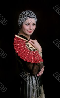 Decadanse with a red fan