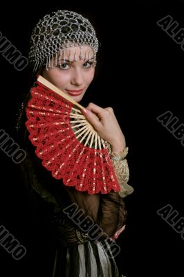 Decadanse with a red fan