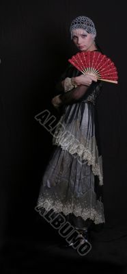 Decadanse with a red fan