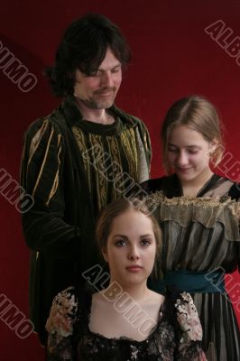 family  in medieval and old time dress