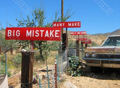 Funny Signs in Arizona Desert along Route 66