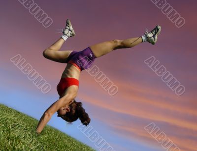 Girl exercising outdoors