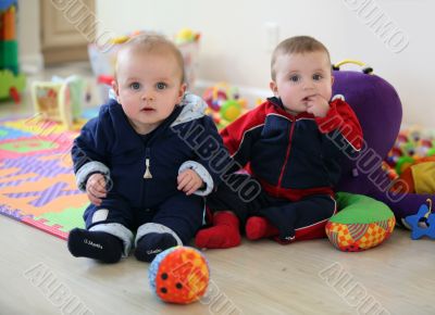 Baby brothers playing