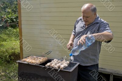 Grandfather does a kebab