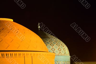 Domes of mosque in the night, Yazd, Iran