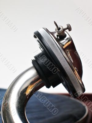 metal horn of retro record player
