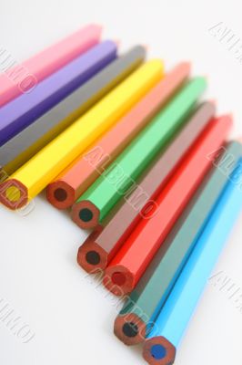 Color pencils in a row