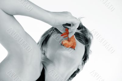 Girl with shrimp