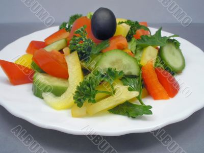 Dietic salad  on white plate