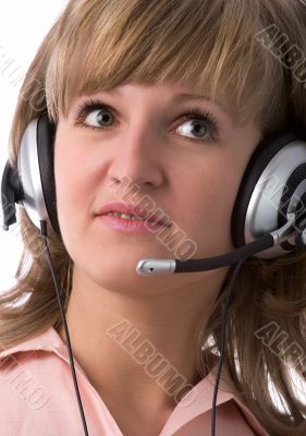 serious customer support girl