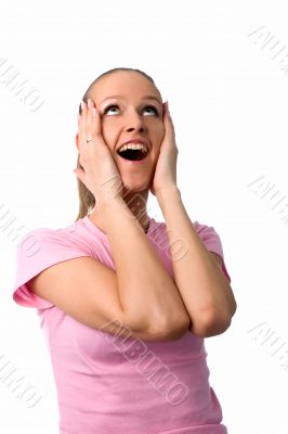 happy surprised woman