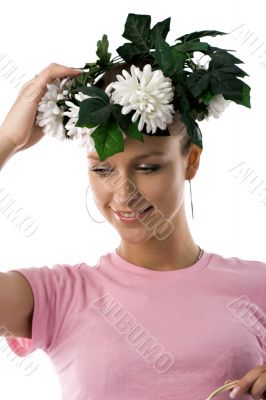 girl with flowers wreath