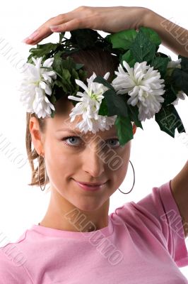 girl with wreath