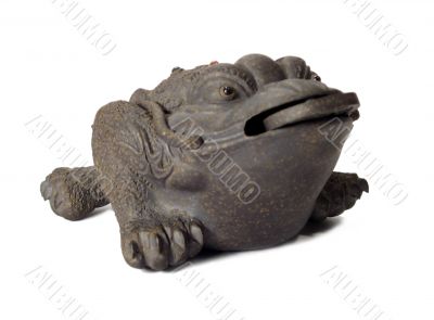 Fengshui`s figuline of lucky frog with coin