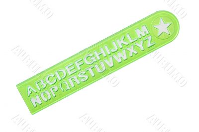 Green ruler with alphabet