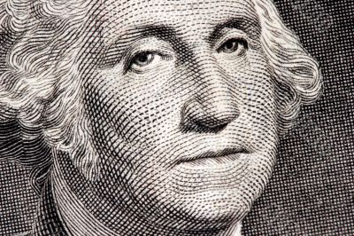 George Washington close up from one dollar bill George Washington close up from one dollar bill