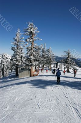 Ski resort with fresh snow