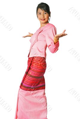 Asian girl in handmade silk outfit