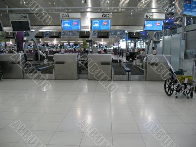 Check in counter at the airport Check in counter at the airport