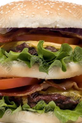 Hamburger Series (close up bacon cheeseburger)