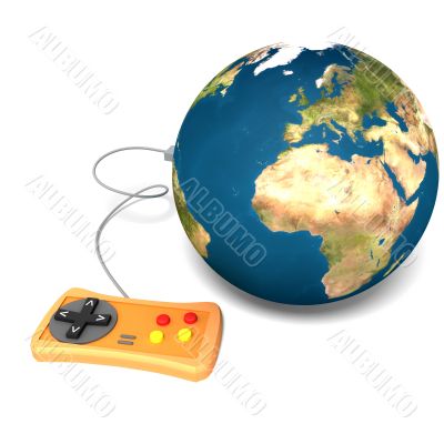 Isolated Earth with gamepad