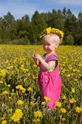 cute girl in flower wreath