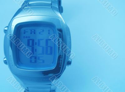 Blue background Man`s electronic timer
