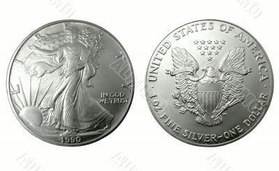 American silver dollar of 1990
