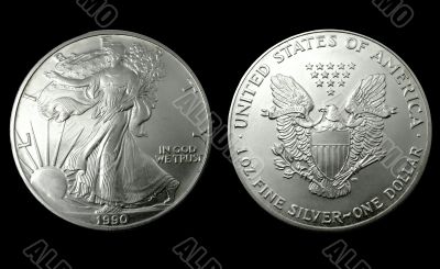 American silver dollar of 1990
