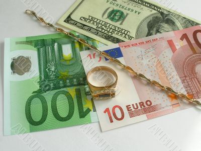 Golden bracelets and money