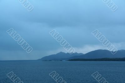 Shadowy blue ridges on overcast day