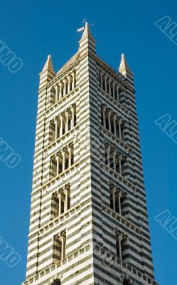 Tower in medieval tuscan town of Siena