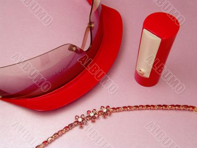 Stylish accessories in red color